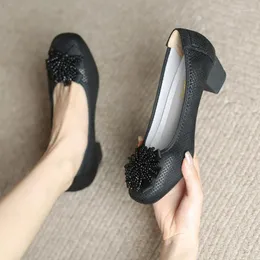 Sandálias Mulheres 2023 Casual Color Solid Slip em Lady Square Heel de alta qualidade Comfort Print Party Wedding Shoes Zapatos Mujer