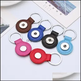مفاتيح مفاتيح الحبل جولة بوس جلدي لزر المفتاح 8 ألوان حلقات المفاتيح تناسب ديي 18 ملم مجوهر