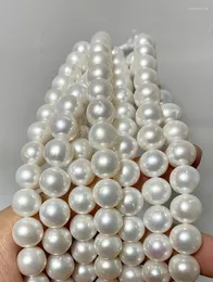 Цепи Простые реальные 10-11 мм круглый натуральный белый жемчужный длинное ожерелье для женщин мода 925 серебряная серебряная застежка подарки
