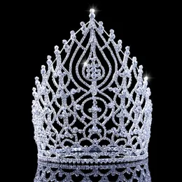 Festive Luxury Huge Crown Wedding Tiara Diamond Baroque Bridal Headwear Crown Rhinestone with Wedding Jewelry Hair Accessories Crowns Headpieces