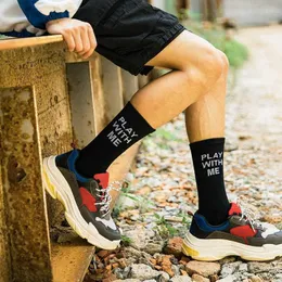 Herrstrumpor Populära mäns Midtube Sock Cotton Japan Korean Bet European Street Hiphop Letters Skateboard High midjestrumpor Z0227