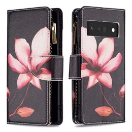 Musterhüllen für Google Pixel 8 7A 7 6 6A Pro Samsung Wallet Leather PU TPU Funda Zipper Phone Case