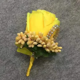 المحاكاة للرجال الحرير روز زهرة boutonniere عرس العروس زفاف روز بروش مهرجان المأدبة زهرة الزفاف ديكور الزفاف