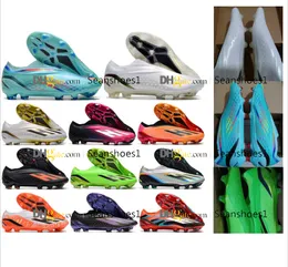 هدايا حقيبة رجال كرة القدم أحذية X Speedportal FG Laceless Soccer Shoes Mens Toy Soft Leather Training Electroplate Outdoor Ground Spikes Sleats Size US 6.5-11