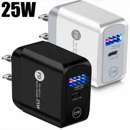 25W 20W 18W 빠른 빠른 충전기 USB C 듀얼 포트 PD 벽 충전기 유형 C 전원 플러그 어댑터 12 13 14 15 Pro Max Samsung HTC