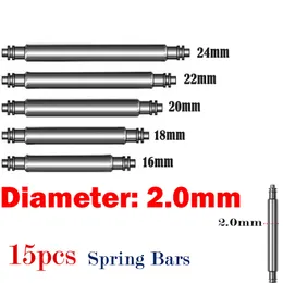 Titta på Band Pin 2.0mm diameter Spring Bar Watch Accessories Part Rostfritt stål Spring Rod Link Pins 16mm 20mm 22mm Breddstorlek