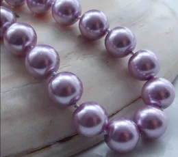 Catene Molti colori possono scegliere 12MM Collana di perle rotonde di perle viola conchiglia di mare del sud 18 "