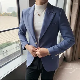Ternos masculinos Men Jaqueta blazer de cor sólida Chaqueta Hombre de manga comprida em roupas masculinas de estilo coreano Slim Fit