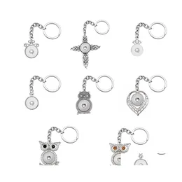 Auto DVR Schlüsselanhänger Lanyards Noosa Mode Herz Runde Eule Kristall Strass Snap Schlüsselanhänger passen 18 mm Tasten Schlüsselanhänger Drop Lieferung Accesso Dh3E6