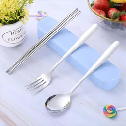 Conjuntos de utensílios de jantar 2pcs/3pcs portátil 304 Aço inoxidável Tableware de viagem de viagem Fork Spoon de alta qualidade Conjunto de presentes de alta qualidade