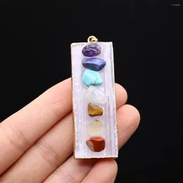 Pendant Necklaces 1PC Natural Crystals Stones Charms Colorful Amethyst Quartz Stone Rectangle Pendants For Jewelry Making DIY Earrings