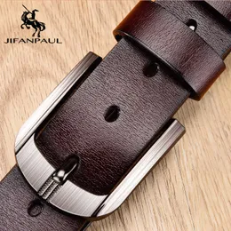 Cintos Jifanpaul Men Belts de alta qualidade Cinturão Classic Designer Beltstro Pinle Buckle Men Leather Fashion Business Cinturão formal para homens Z0228