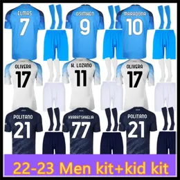 23 24 Napoli Soccer Jerseys Maradona Lozano Kvaratskhelia 22 23 SSC Nápoles Maglia anguissa Osimhen Men Kids and Kit Socks