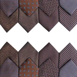 Naszyka Nowe projektowanie brązowe krawaty dla mężczyzn Klasyczne w paski kwiatowy krawat akcesoria poliestrowe codzienne noszenie przyjęcie weselne Cravat Gravata J230227