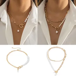 Charking Vintage Faux Pearl Pingente Chain Charcle for Women Hip Hop Fashion Jewelry