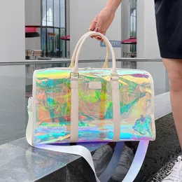 Bunte glänzende Gepäcktasche transparente Sportfitnessbeutel für Männer und Frauen Kurzstrecken -Geschäftsreisetasche große Kapazität 230209