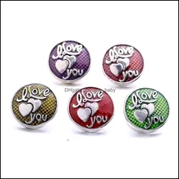 Other Vintage Alloy I Love You Letter Hearts Snap Button Jewelry Components 18Mm Metal Snaps Buttons Fit Bracelet Bangle Noosa B1209 Dhlih