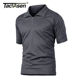 Men's T-Shirts TACVASEN Summer Short Sleeve Quick Dry Polos T-shirts Men's Military Tactical Combat Tee Shirts Team Work Hiking Sport Golf Tops 230228