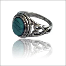 Band Rings Vintage Ring Natural Gemstone Green Pine Female Designer Design Antik Finger Jewelry Drop Delivery Dhham