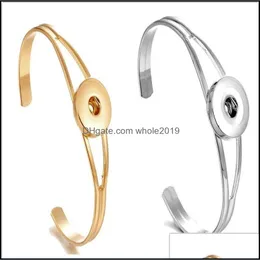 Cuff Noosa Snap Armband smycken Sier Gold Ginger -knappar Bangle Fit Diy 18mm Snaps Classic Drop Delivery Armband Dhosy