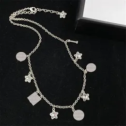 Weiße eingewickelte Sterne-Anhänger-Halsketten für Damen, Buchstaben-Diamant-Halsketten, verstellbare Damen-Halsketten, eleganter Schmuck