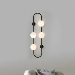 Lampada da parete Luci nere moderne per decorazioni da comodino Paralume a sfera in vetro bianco Studio El Aisle Scale Sfondo arte