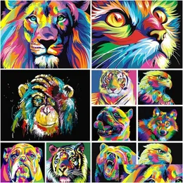 Elmas boyama diy 5d hayvan aslan kedi çapraz dikiş kiti fl matkap nakış mozaik sanat resmi rhinestones ev dekor hediye drop dhmzk
