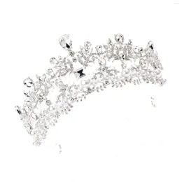 Copricapo Corone da donna Oggetti di scena per feste Ornamenti scintillanti Perle bianche Tiara per ballo in maschera Banchetto Cosplay