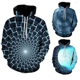 Felpe con cappuccio da uomo Felpa creativa Casual Stampa geometrica Vertigini Cappotto con cappuccio a maniche lunghe Hombre Sudaderas Con Capu Poleron Mujer