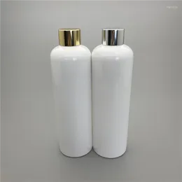 収納ボトルホワイト350ml x 20シルバーゴールドネジ蓋化粧品コンテナ陽極酸化アルミニウムキャップ保湿水プラスチックパッケージ