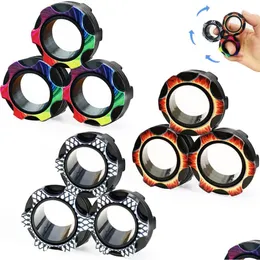 Dekompression leksak finger magnet ring fidget leksaker colorf ringar bra för träning lindrar reducerande autism ångest dhmlo