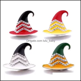 Charms Strass Pittura Cappello di Natale Bottone a pressione Risultati dei gioielli 18Mm Bottoni automatici in metallo Bracciale fai da te Gioielli Goccia all'ingrosso Dhruq