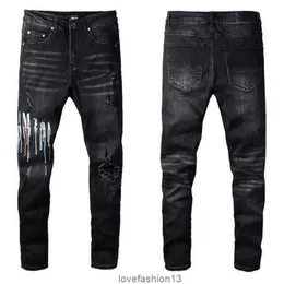 2023 Jeans firmati Pantaloni da pigiama da uomo Pantaloni con ricamo in denim Pantaloni con fori alla moda Pantaloni taglia 28-40 Hip Hop Distressed