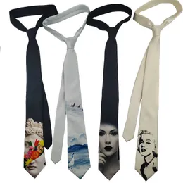Cravatte Spedizione gratuita Nuovi uomini maschili Design originale Personalità Stampa Monroe Crane Trend Decorazione Personaggi selvaggi Camicia nera Cravatta J230227