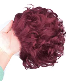 Ombre Red Color Pixie Cut Crit Wig Wig Human Hair Fumi Curly 13x1 Части парики для женщин свободные