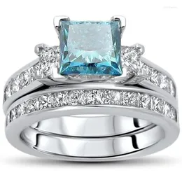 Bröllopsringar youhaocc aquamarine ring mode par enkla zirkon män och kvinnor smycken eleganta tillbehör