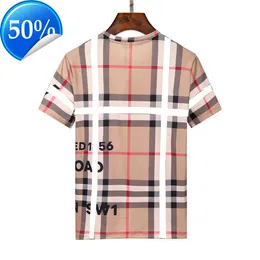 Men's T-Shirts black and white new double yarn 100% cotton fabric classic plaid European American br letter pattern variety loose32ESSk