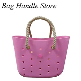 Beach bags Hemp rope Bag Body Make a whole summer Beach Basket EVA Handbag Female Daily Totes Hole Silicone Big Bag Bog 0228