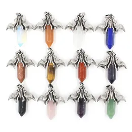 Wholesale Natural Stone Bat Wing Pendant Healing Crystal Tiger Eye Pendant for Women Men Accessories