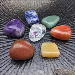 حجر شقرا مجموعة Irregar Reiki Healing Crystal Seven Chakras Energy Ncing Natural Stones Beads Decoration Jewelry Drop