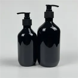 Бутылки для хранения 300 мл 500 мл x 20 лосьон с черным питомцем бутылка бутылка пластиковая косметическая контейнер пустое шампунь для душевого геля утолщен