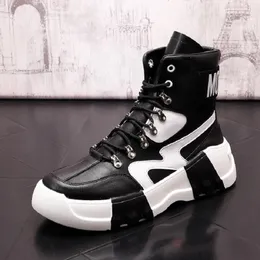 New Men 's Boots Fashion High High High Help the Patchwork 두꺼운 바닥 로퍼 스포츠 워킹 스니커