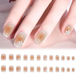 False Nails Clear Nail Kit Acrylic Set Patch Short Thin White Edge Gradient Pearl Three Flower Fashion Net Red Wear Fake