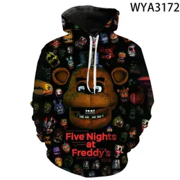 Bluzy męskie bluzy fNAf pullover długie rękawie 3D drukowane moda mężczyźni kobiety dzieci streetwear chłopak dla dzieci swobodne topy 230227