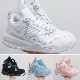 Bebek yürümeye başlayan çocuklar 4 çocuk basketbol ayakkabıları en kaliteli Chicago 4s erkek kız spor ayakkabı açık yeşil ışıklar gri khaki bebek eğitmenleri çocuk boyutu 25-35 y66