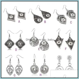 Charm 9 Styles Noosa Stücke Ingwer Snap Ohrringe Schmuck Vintage Hollow out Geometrische 12 -mm -Knopf -Zauber für Frauen Geschenk Drop Lieferung DHQBH