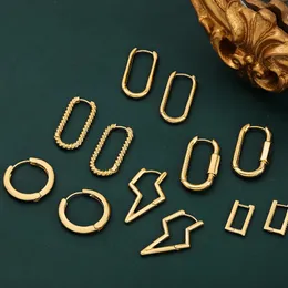 Orecchini a cerchio cavi a forma di U a forma di U per le donne Orecchini intrecciati geometrici placcati in oro punk Gioielli piercing