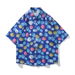 Mäns avslappnade skjortor HK Style Fun Seashell Full Printing Seaside Resort Short Sleeve Shirt för herrstrandskjortor Summer Z0224