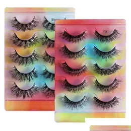 False Eyelashes 8D Thick Fake 5 Pairs Soft Fluffy Messy Natural Faux Mink Lashes With Dazzling Colors Box Drop Delivery Health Beaut Dhzkh