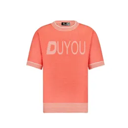 DUYOU Men's T-Shirts Coral Cotton Blend Knit Sweater Print Color Casual Stretched Slim Fit Homme Pullovers Men's Clothing Tops 84597